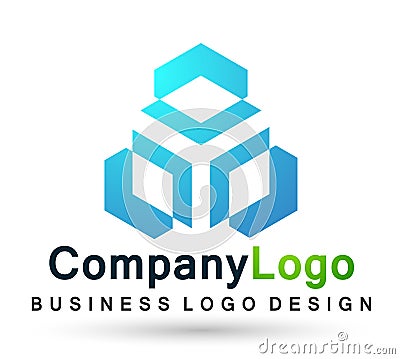Abstract square cube shaped business Logo union on Corporate Invest Business Logo design. Financial Investment on white background Cartoon Illustration
