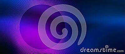 Vector Technological Concentric Circles in Pink and Blue Gradient Background Banner Stock Photo