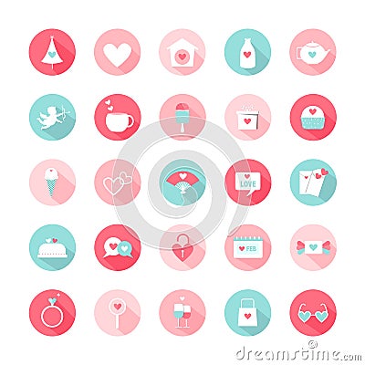 Valentine`s day, Love, Set of cute icons,Vector illustration. Vector Illustration
