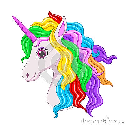 Cute magical unicorn head cartoon Vector Illustration