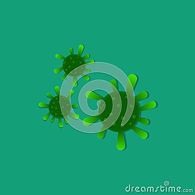 Vector illustration of a virus cartoon character in green Vector Illustration