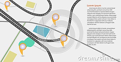 Map of urban routes and business points. Stock Photo