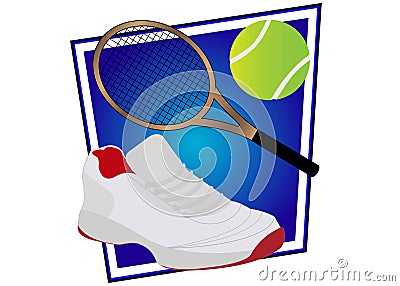 Basic Equipment for tennis Game. Vector Illustration