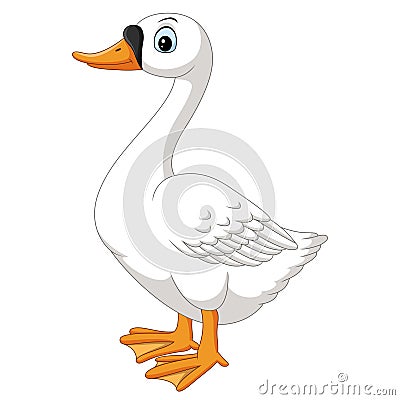 Cartoon goose on white background Vector Illustration