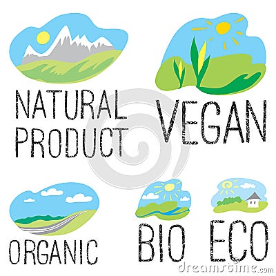 Logotypes for vegan Vector Illustration