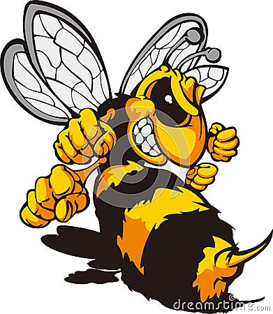 bee monster with an angry face Vector Illustration