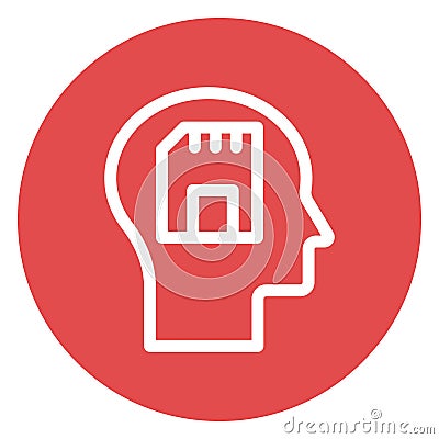 Brain memory, digital brain, Line vector icon which can easily modify or edit Vector Illustration