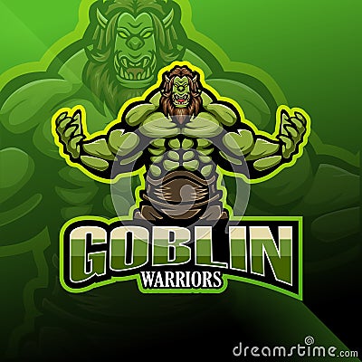 Goblin warrior esport mascot logo Vector Illustration