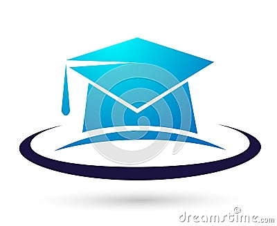 Graduates academic high education students logo icon successful graduation students bachelor icon element on white background Cartoon Illustration