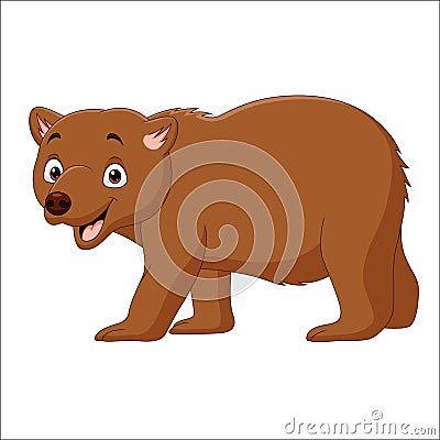 Cartoon brown bear walking isolated on white background Vector Illustration