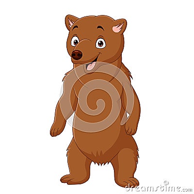 Cartoon happy brown bear standing Vector Illustration