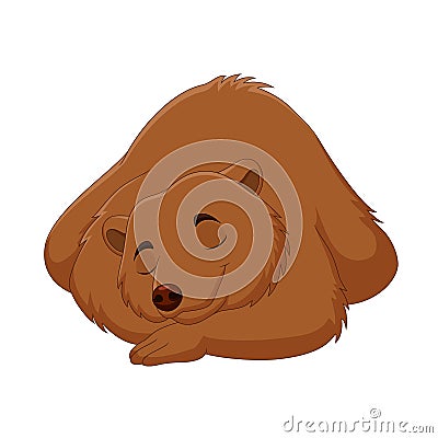 Cartoon funny brown bear sleeping Vector Illustration