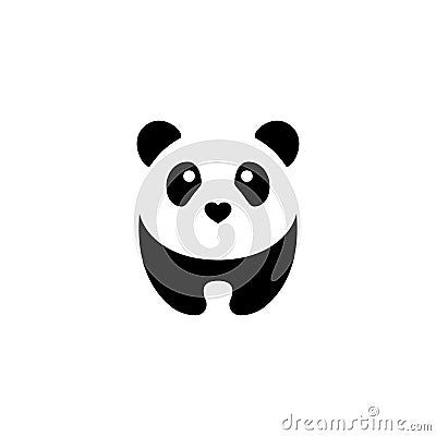 Cute panda black and white vector cartoon. Vector Illustration