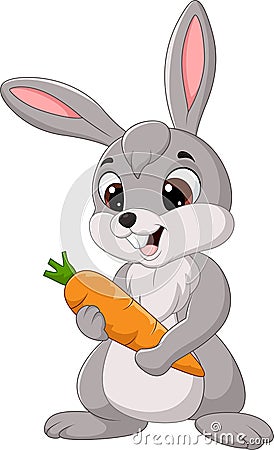 Cartoon rabbit holding a carrot Vector Illustration