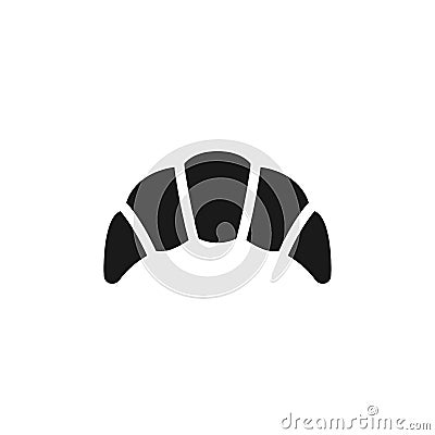 Croissant black isolated vector icon. Vector Illustration