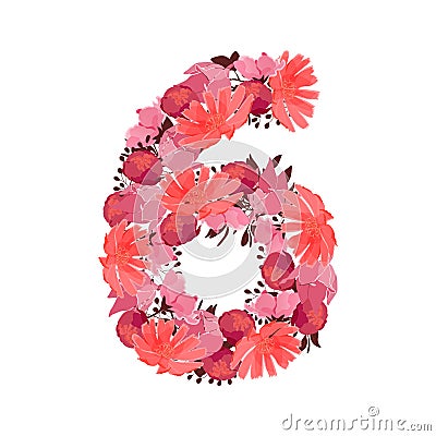 Vector flower number 6. Botanical character, figure. Vector Illustration