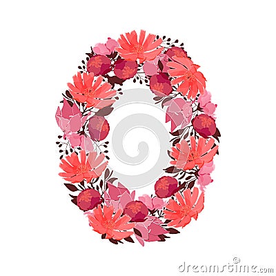 Vector flower number 0. Botanical character, figure. Stock Photo