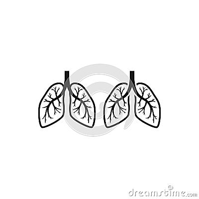 Human lungs black isolated vector icon set. Vector Illustration