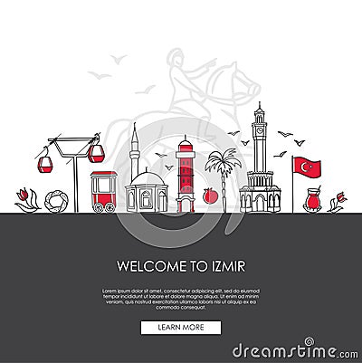 Vector illustration Welcome to Izmir, Turkey. Vector Illustration