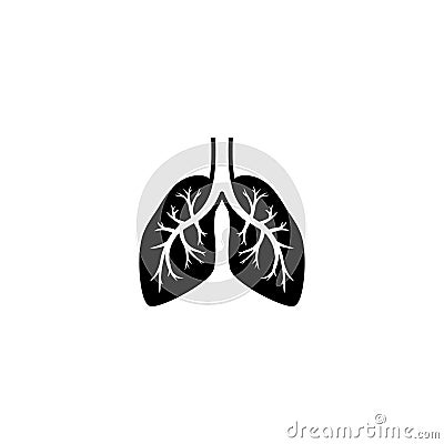 Human lungs black isolated vector icon set. Vector Illustration