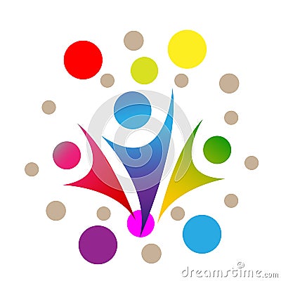 Abstract People Union Celebration Logo on Corporate Invested Business successful logo. Financial Investment Logo concept icon Cartoon Illustration