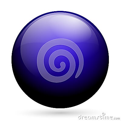 Blue Orb globe button icon glossy isolated white background Cartoon Illustration