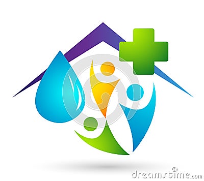 Globe Water drop medical logo concept of water drop with world save earth wellness symbol icon nature drops elements vector design Cartoon Illustration