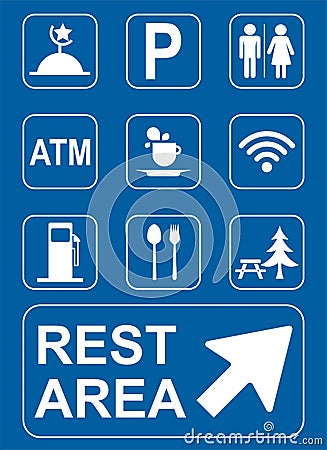 Rest area sign vector illustration Vector Illustration