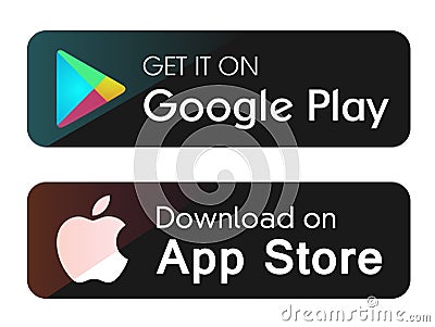 Google play app store icons buttons vector banners for web internet isolated on white background Cartoon Illustration