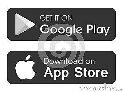 Google play app store icons buttons vector banners for web internet isolated on white background Cartoon Illustration