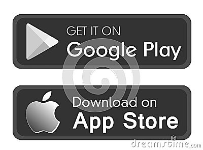 Google play app store icons buttons vector banners for web internet isolated on white background Cartoon Illustration