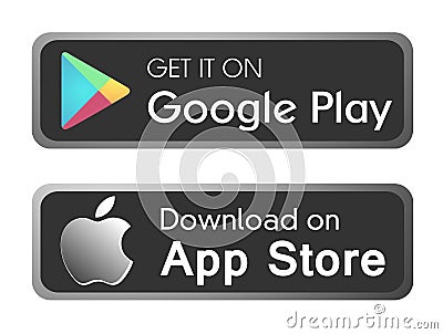 Google play app store icons buttons vector banners for web internet isolated on white background Cartoon Illustration