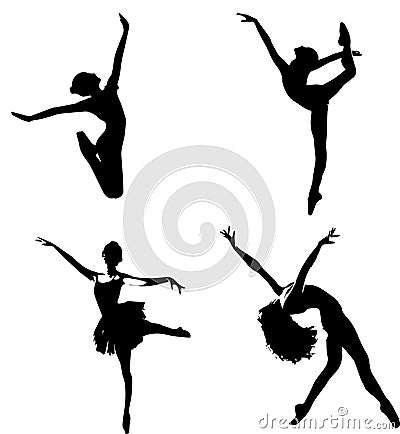 Set of ballerina silhouettes vector , ballet dancer Vector Illustration