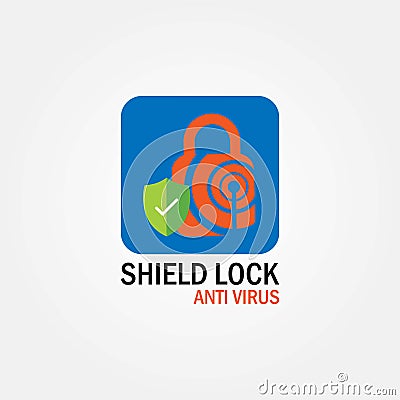 Security shield lock logo design, Anti-virus protection logo. Vector Illustration