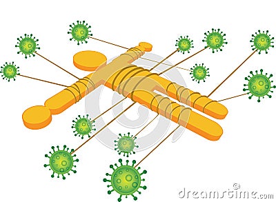 Coronavirus vector illustration newest pandemic with Gulliver Vector Illustration