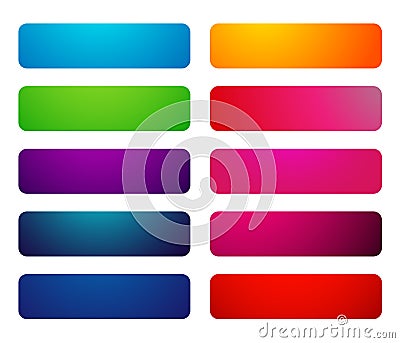 Gradient vector web buttons empty blank glossy banners glass gel various colours Stock Photo