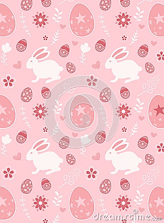 Cute seamless pattern with rabbit cartoon background Vector Illustration