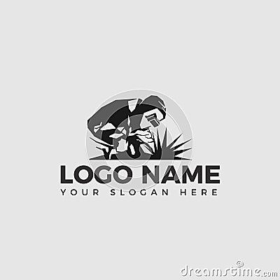 Welding company logo design fron view, WELDER LOGO SIMPLE AND CLEAN LOGO Vector Illustration