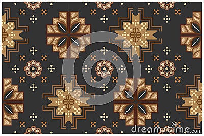 Indonesian Batik motif, is a technique of wax-resist dyeing applied to whole cloth Vector Illustration