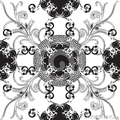 Baroque with greek design circle style seamless pattern Vector Illustration