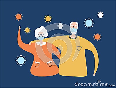 Elderly people and Coronavirus infection. Vector Illustration