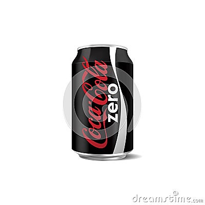 Coca-cola zero can isolated on white background Cartoon Illustration