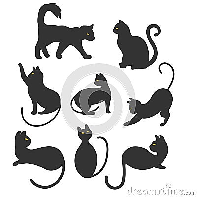 Lots of cats in different poses Vector Illustration