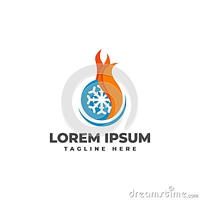 Heating and Cooling Room Logo Vector Icon Vector Illustration