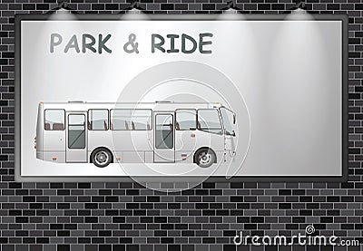 Illuminated advertising billboard park and ride Stock Photo