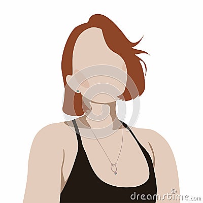 Abstract modern young woman portrait silhouette. Fashion minimal trendy people face, flat style. Vector Illustration