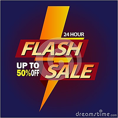 Flash sale bright banner design template. One day sale, Friday special offer. Vector illustration. Vector Illustration