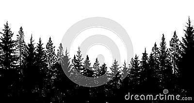 Abstract background. Forest wilderness landscape. Pine tree silhouettes. Vector illustration. Vector Illustration