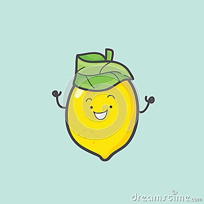 Lemon cartoon happy with crown vector Vector Illustration