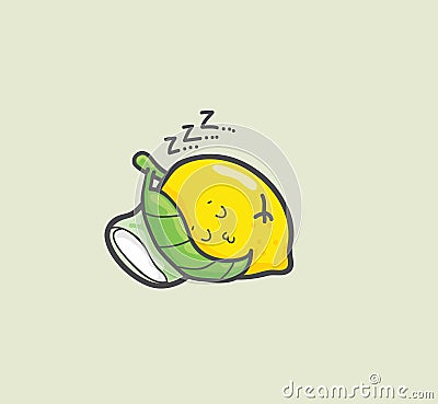 Lemon cartoon sleep vector design Vector Illustration